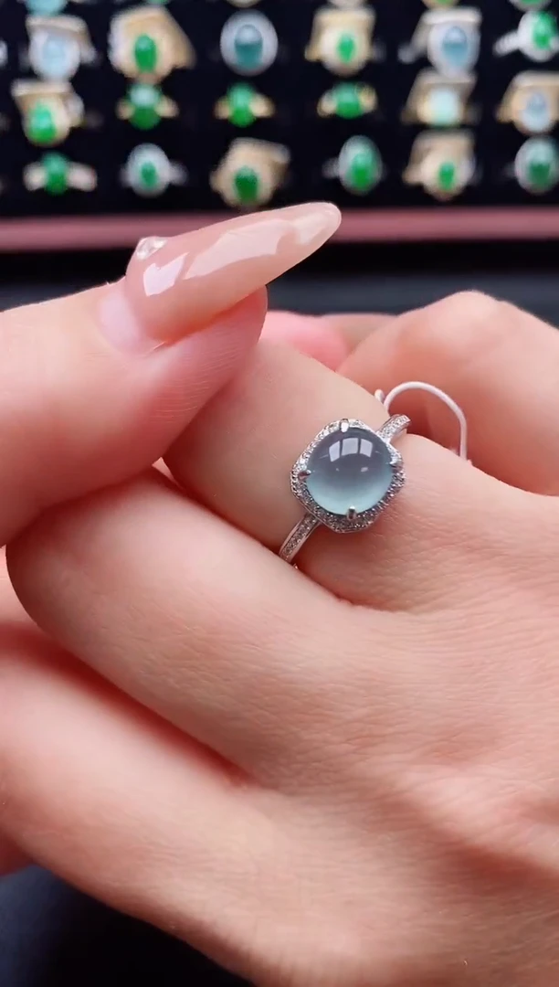 银S925镶嵌戒指翡翠1