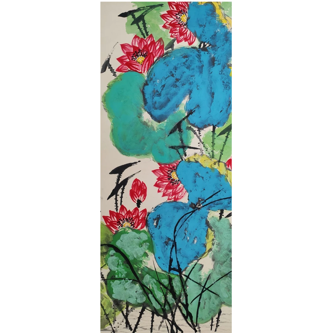 LOT.2086 《荷花》137*67cm 纸本设色立轴