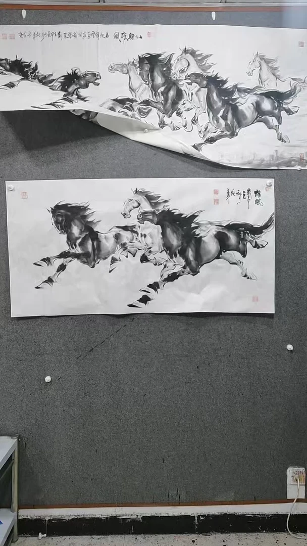 【闪购商品】国画水墨写意马图三骏