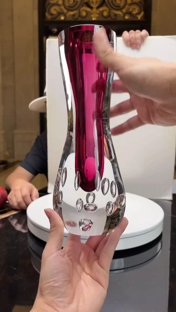 【闪购商品】摆件金红琉璃花器AJ1010103