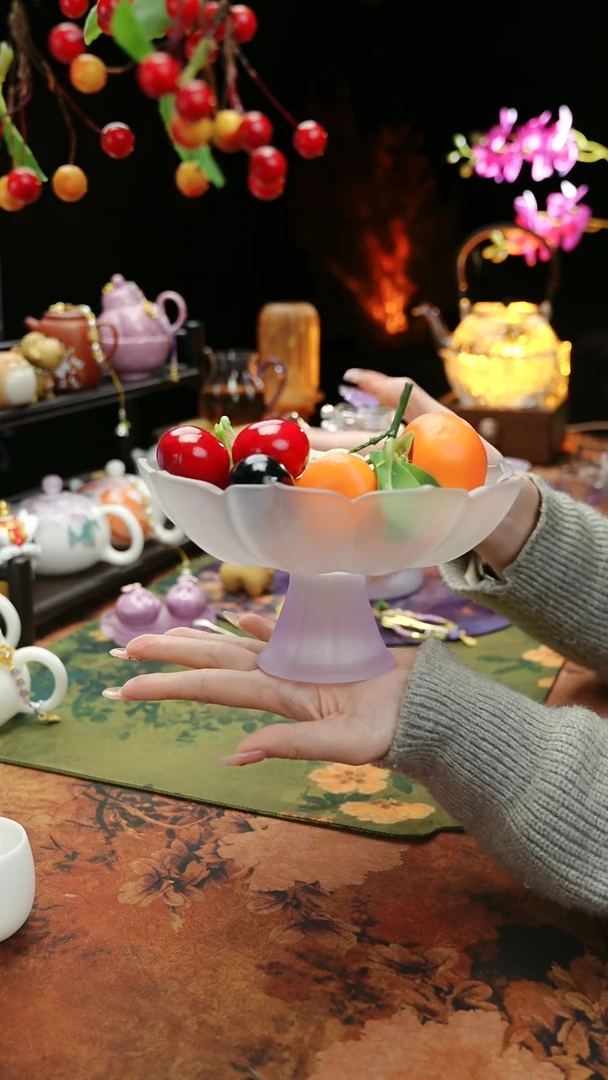 【闪购商品】紫色高足果蝶点心盘