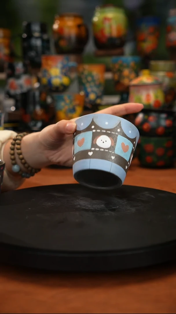 紫砂油画手绘釉下彩