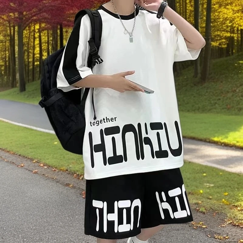 夏季200-300斤8XL码短袖短裤一套华夫格套装男款大码微胖潮胖肥佬