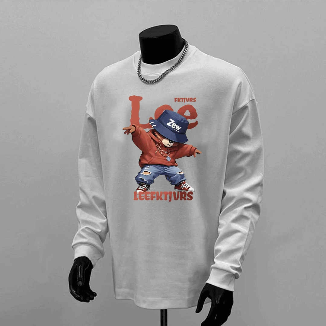 奥特莱斯~品牌折扣大码2~230斤高级感轻奢长袖新款纯棉圆领上衣男