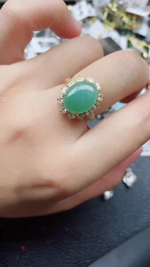 银S925镶嵌戒指翡翠1