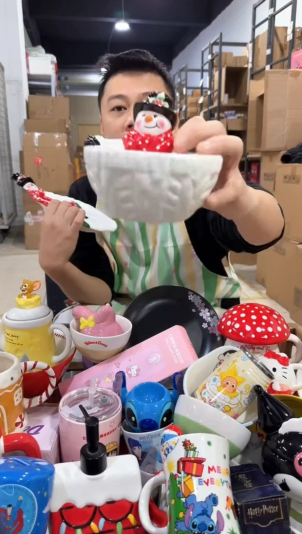 瓷片原盒雪人碗