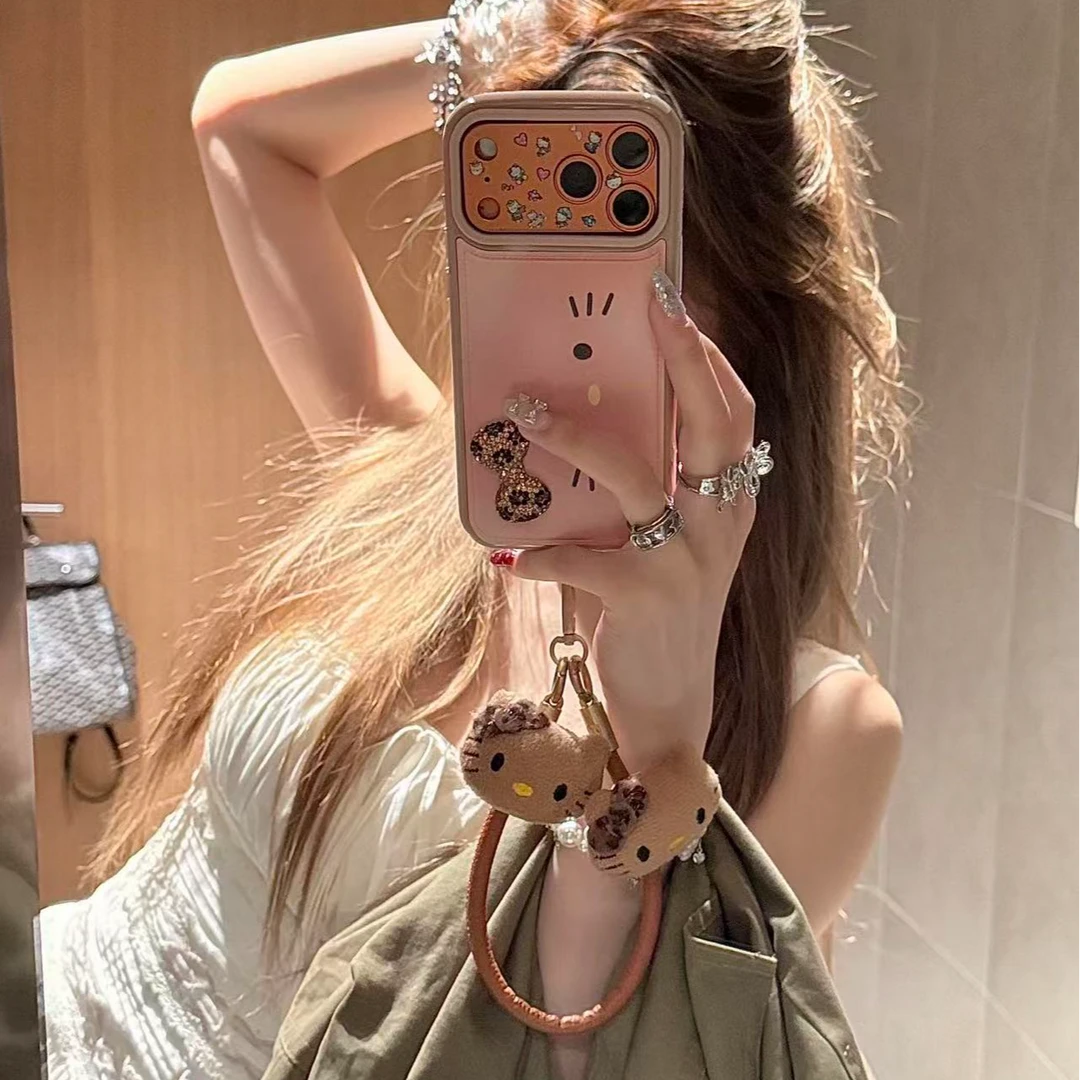 诚星泽豹纹蝴蝶结猫咪适用苹果17PROMAX手机壳华为小米vivo可爱女