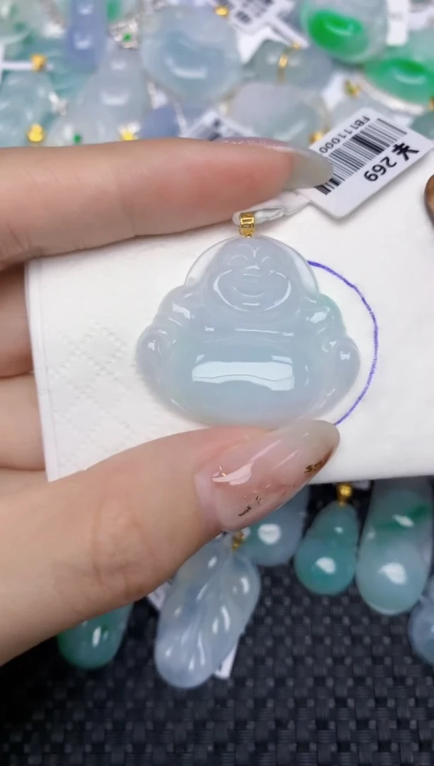 颈饰18K金镶嵌翡翠天然缅甸翡翠a货百元以上9元证书费自理