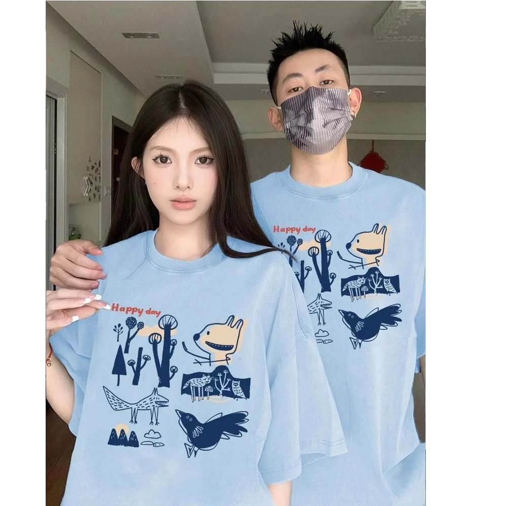 不一样的特别情侣装夏日超火2025新款独特加大码百搭纯棉女装半袖