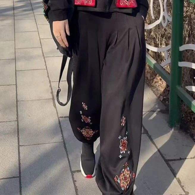 唐汉布依新款女装裤子时尚百搭印花Y