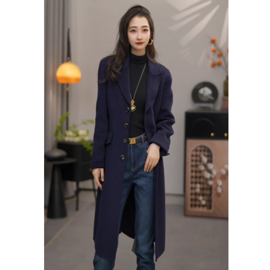 阿玛施【官方正品】新款秋冬质感经典百搭复古气质纯色大衣540038