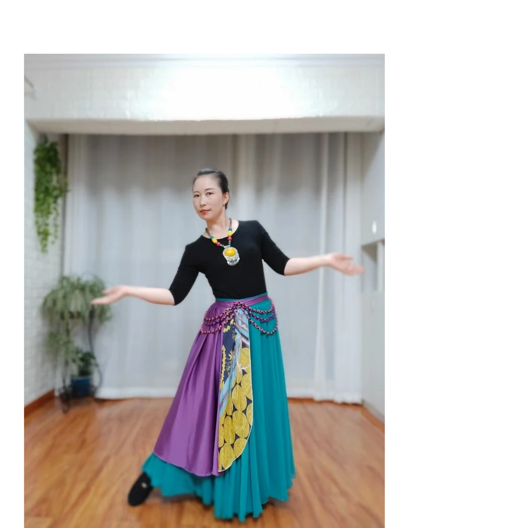 藏族舞装饰裙片百搭时尚民族风广场舞装饰品飘飘设计紫色辫子飘逸