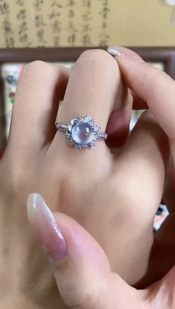 18K金镶嵌戒指翡翠 天然A货翡翠119