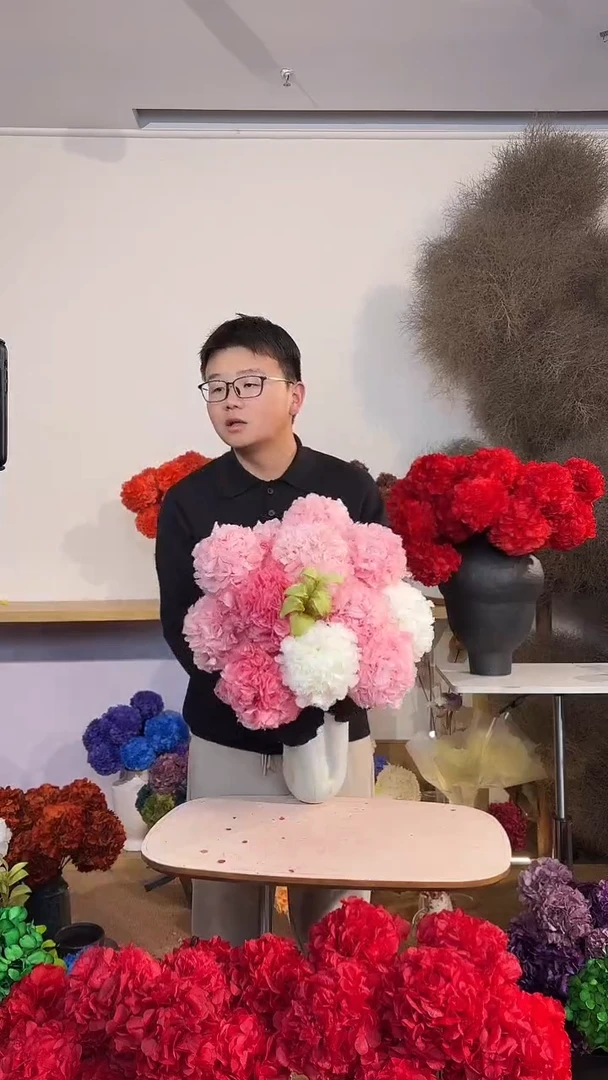 漂色永生大叶绣球花球5枝— 浅粉3/深粉2