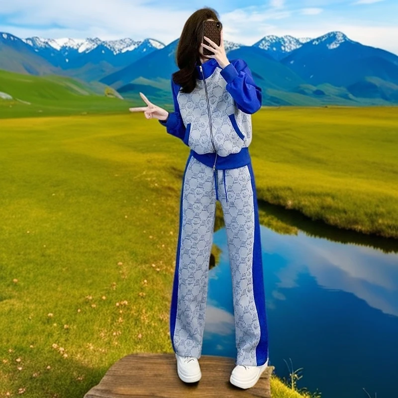 运动休闲套装女秋冬新款，时尚洋气卫衣直筒裤两件套，炸街潮流必备