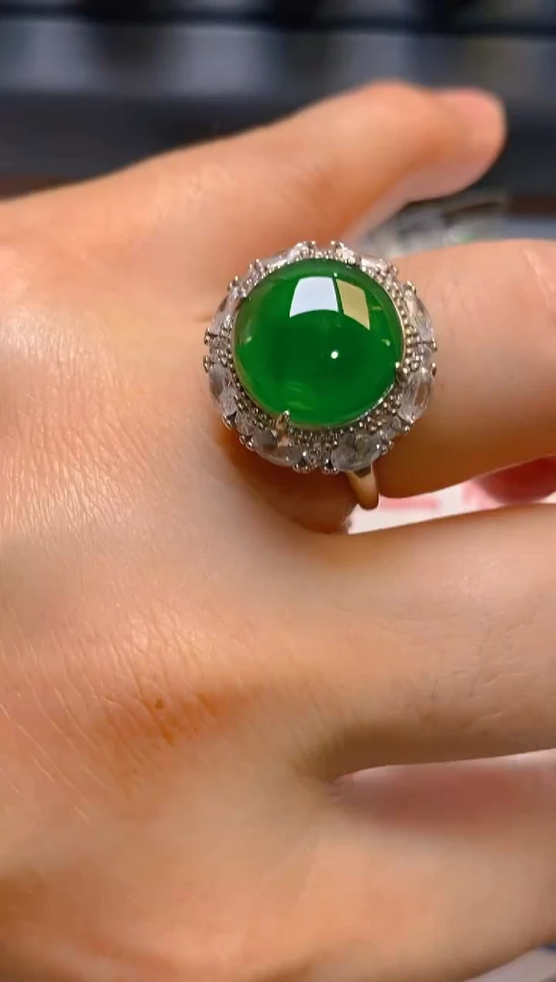 【闪购商品】翡翠耳饰银S925镶嵌天然A货翡翠1