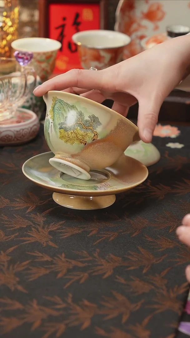 杯景德镇陶瓷杯碗柴烧多人