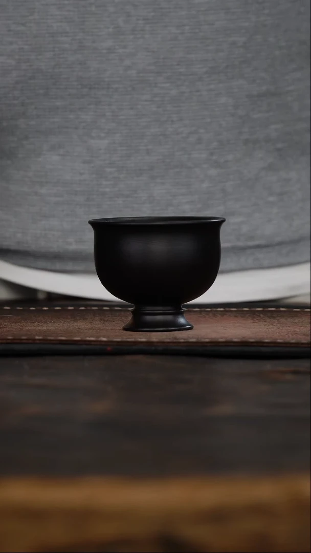 茶杯紫砂非遗茶器-石黄高足杯
