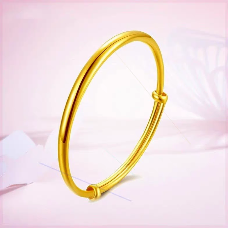 铜合金手镯 [卡5 约18g]光面圆度推拉手镯女士金色传承可调节百搭