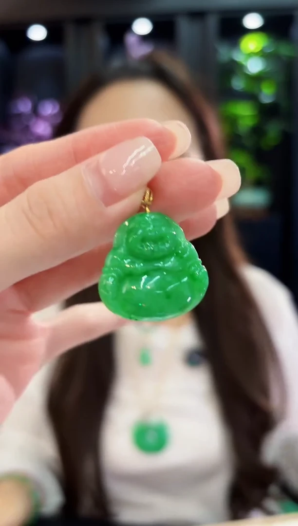 颈饰18K金镶嵌翡翠 缅料A货/支持复检/一件