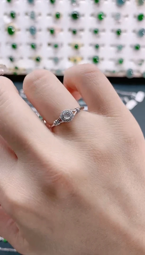 【闪购商品】翡翠戒指银S925镶嵌天然翡翠