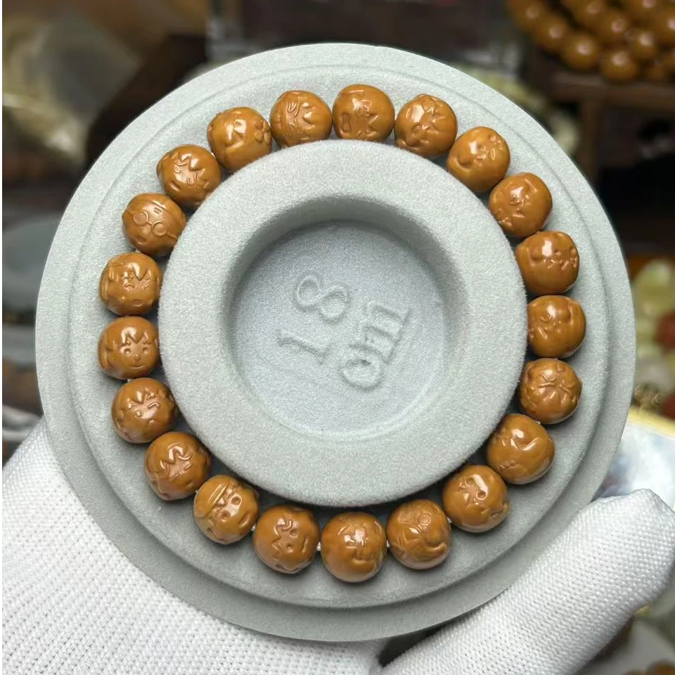 猴头核桃雕刻樱桃小丸子手串单圈精工全品无暇无泡药尺寸10.5mm