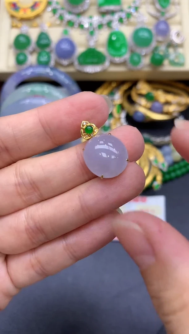 颈饰18K金镶嵌翡翠350-中国好珍宝