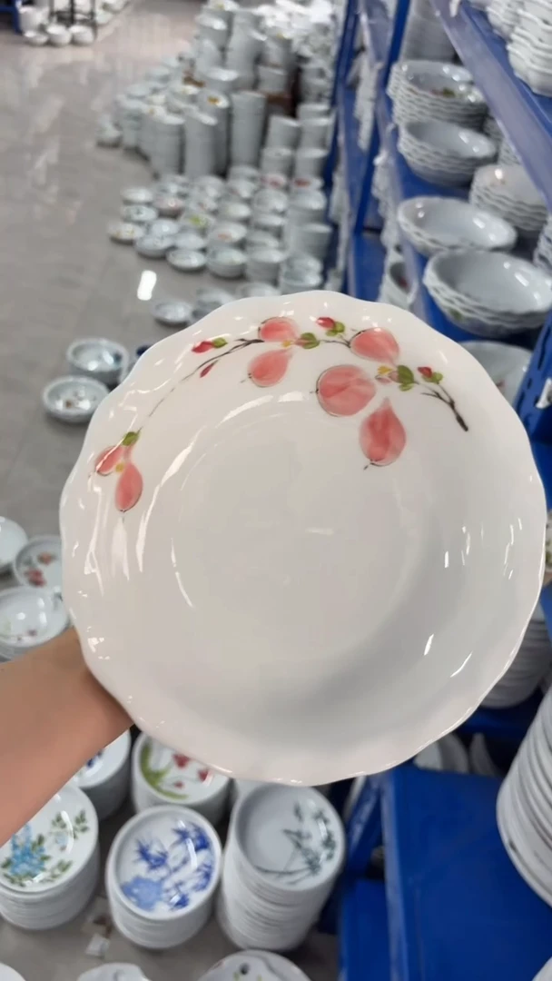 瓷片景德镇高温釉中彩-如意盘