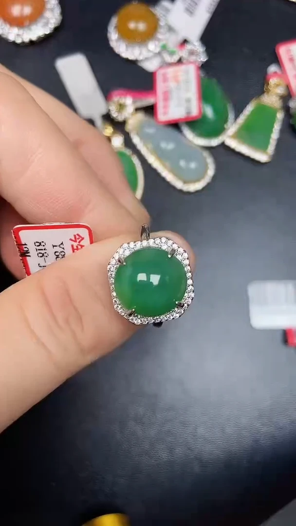 银S925镶嵌戒指翡翠1220