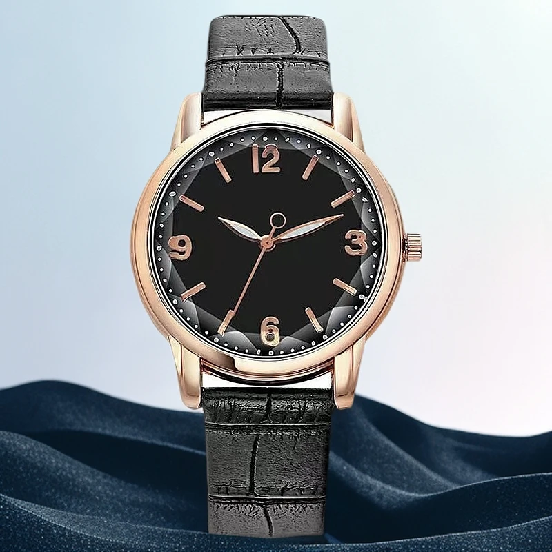 BDH气质女表圆盘轻奢典雅黑色女士腕表时尚网红手表女