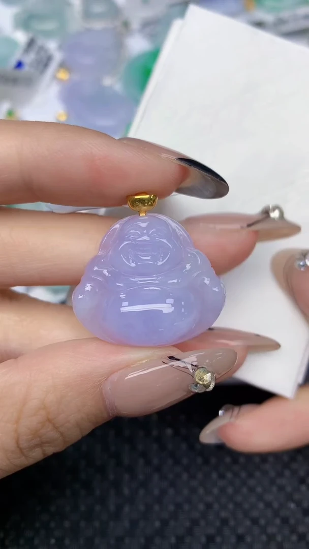 颈饰18K金镶嵌翡翠天然缅甸翡翠a货百元以上9元证书费自理