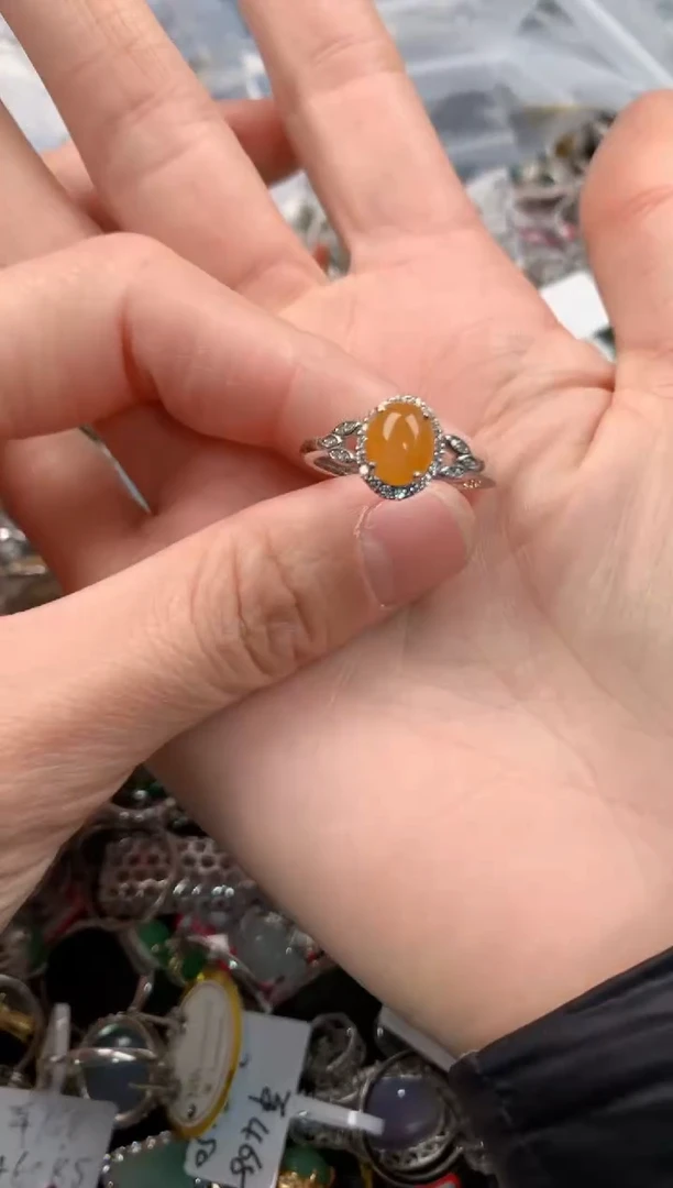 银S925镶嵌戒指翡翠222   5