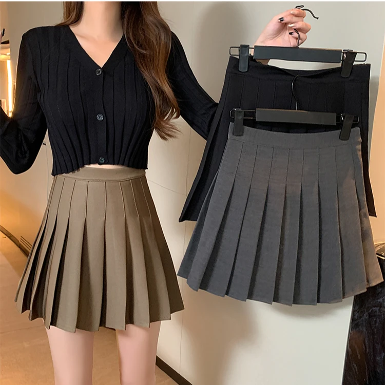 2025新款春秋季黑色半身jk百褶裙女高腰显瘦伞裙西装a字jk短裙子