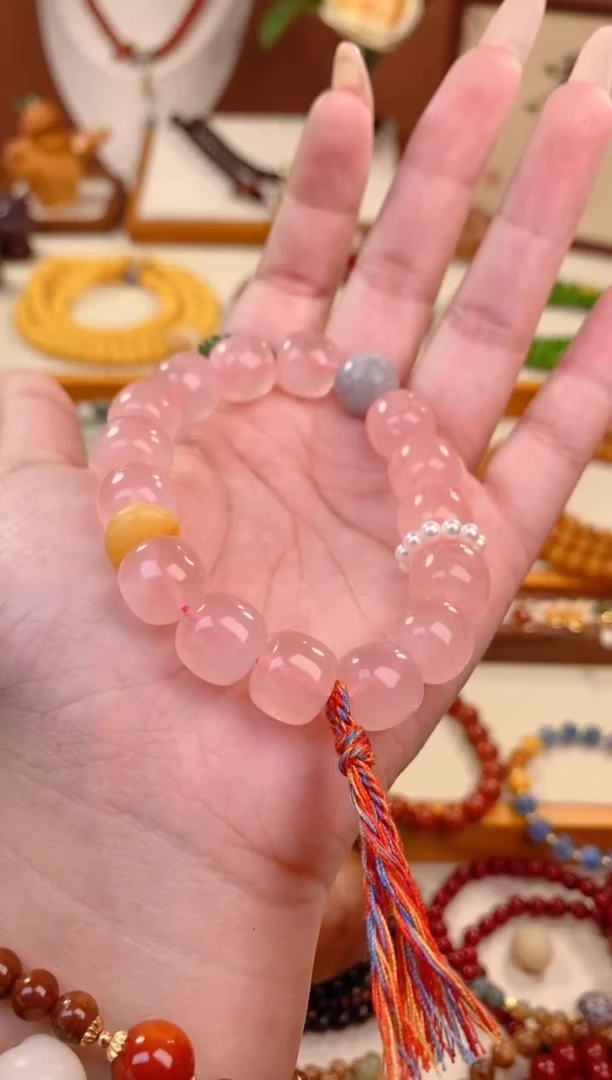 【闪购商品】水晶手链未镶嵌粉水晶老型单圈