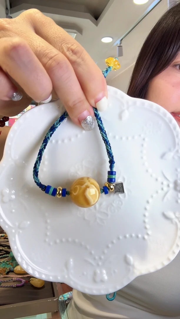 未镶嵌颈饰蜜蜡圆珠蜜韵单珠锁骨链（赠绳）