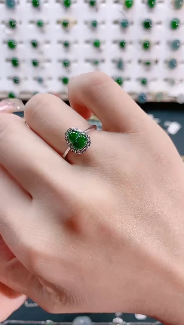 【闪购商品】翡翠戒指银S925镶嵌天然翡翠