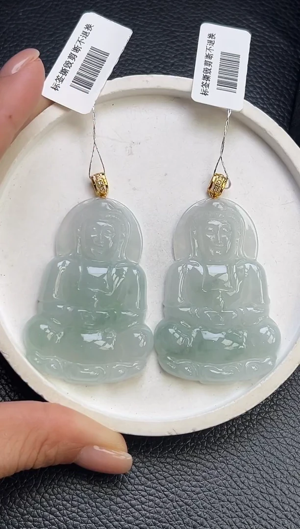 翡翠18K金镶嵌颈饰YM1069 观音多样性发一
