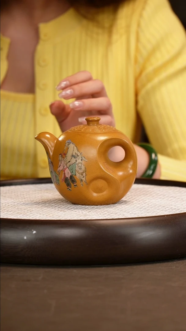 茶壶紫砂【顾海荣】黄金段太极套组