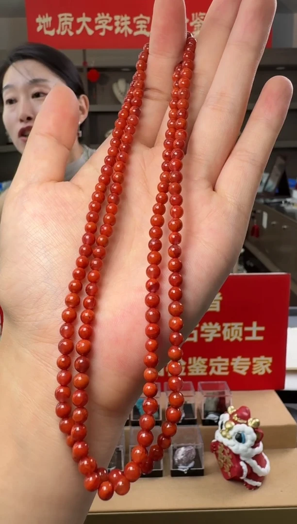 项链未镶嵌南红玛瑙南红玛瑙圆珠多圈长链4.5-5mm