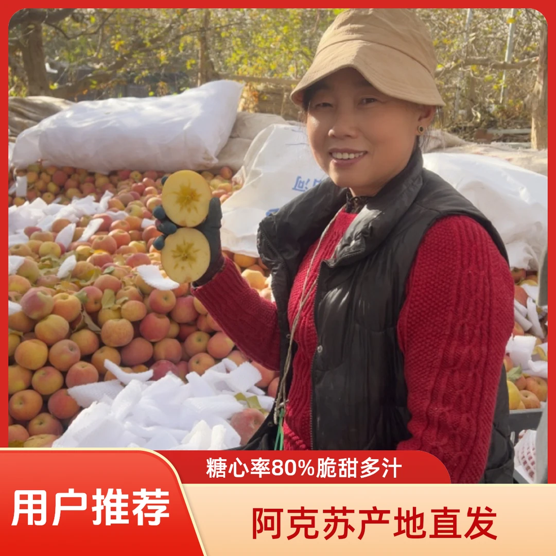 阿克苏冰糖心苹果红旗坡直发脆甜多汁糖心率70%（圆通申通包邮）