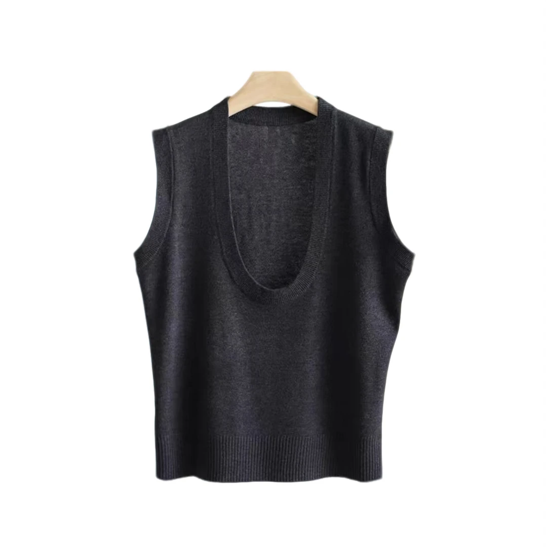 设计款春季时尚休闲百搭低领纯羊毛背心01C