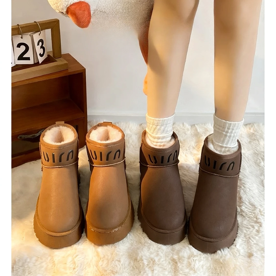 【刘姐高货】冬季皮面（加绒）一脚蹬休闲韩版雪地靴ZB-36