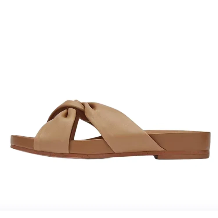 Clarks其乐 皮革 交叉带舒适休闲 时尚凉拖  浅棕褐色-26165521