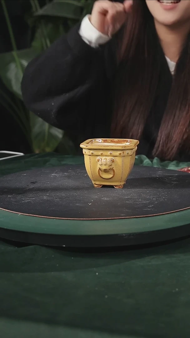 【陶一峰石湾花盆】3.5寸切角兽头方盆随机发货 微瑕