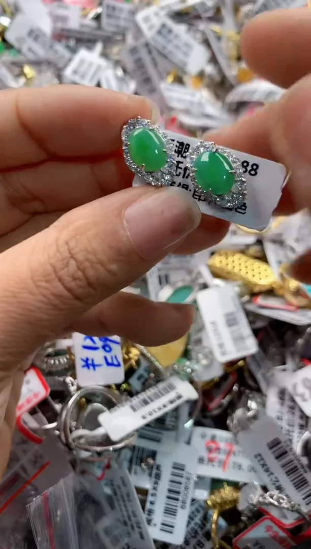 银S925镶嵌戒指翡翠10     8
