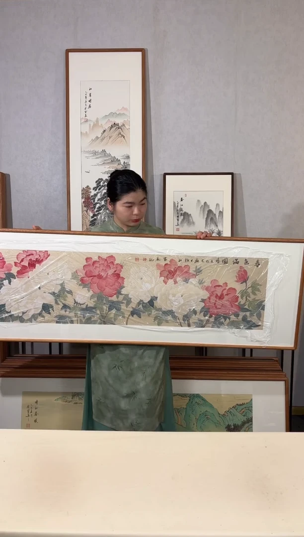 国画手绘*春色满圆52*172cm带框发货