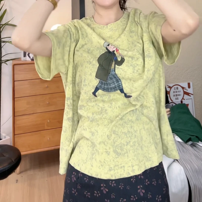 "雪糕女孩”2025韩版新款设计款炒色定制设计款短袖LK2501317