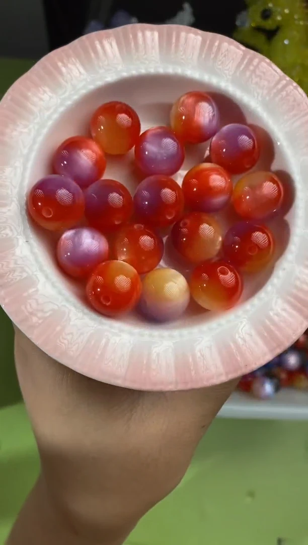 玻璃2656卡16珠子10个双色红色