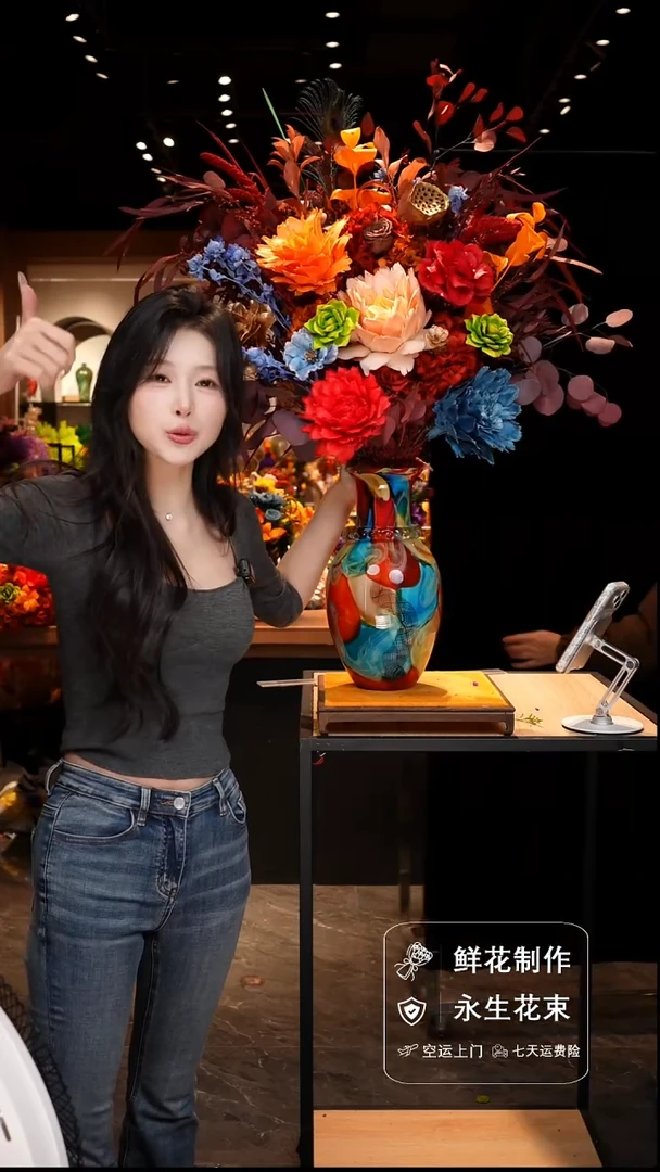 手工艺品琉璃手工花器花束空运包邮送货上门-以图片为准