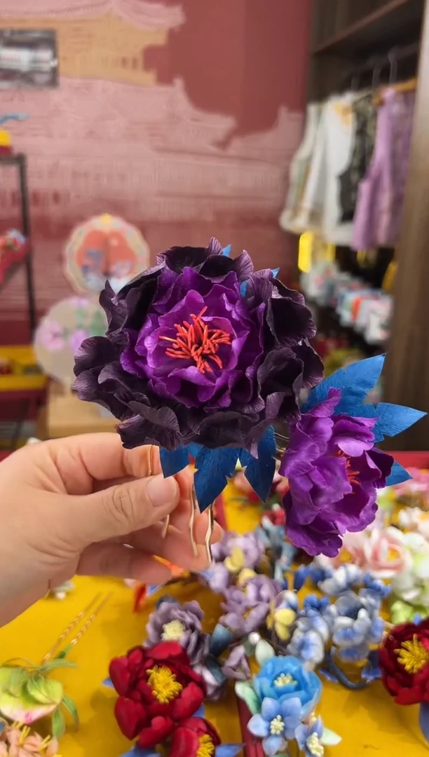 【闪购商品】刺绣非遗绒花（发饰）